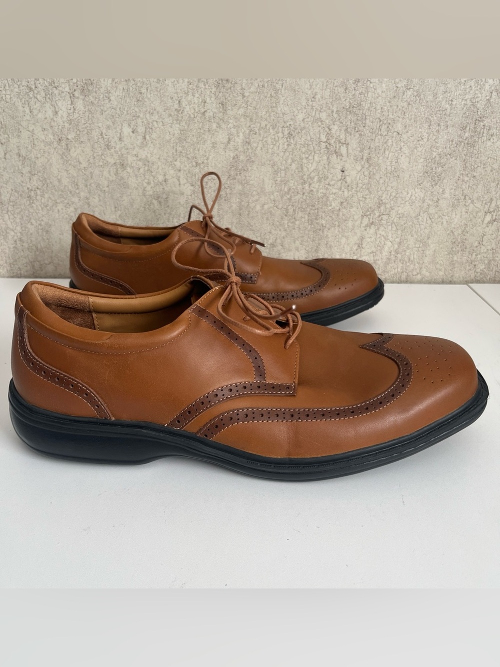 Dr. Comfort Wing Oxfords Dress Shoe Mens Size 12W Chestnut Brown Leather Wingtip